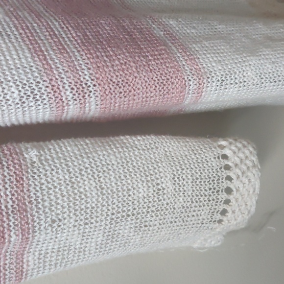 FREE PEOPLE Striped Tunic Sweater Cream Coral Rose M - Picture 5 of 9